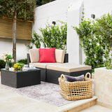 Devoko Outdoor Sectional Sofa PE Rattan Patio Furniture Sets with Cushions and Table