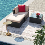 Devoko Outdoor Sectional Sofa PE Rattan Patio Furniture Sets with Cushions and Table