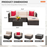 Devoko 5 Piece Patio Furniture Set, All-Weather PE Wicker Sectional Sofa Outdoor Furniture, Garden, Backyard