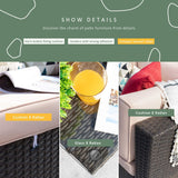 Devoko 7 Pieces Patio Furniture Sets All-Weather Outdoor Sectional Sofa Manual Weaving Wicker Rattan Patio Conversation Set with Cushion and Glass Table