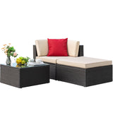 Devoko Outdoor Sectional Sofa PE Rattan Patio Furniture Sets with Cushions and Table