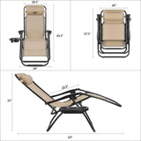 Devoko 2 PCS Zero Gravity Chair Outdoor Lounge Patio Chair Camp Reclining Lounge Chairs