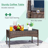 Devoko 4 Pieces Outdoor Patio Conversation Set PE Rattan Wicker Furniture Set