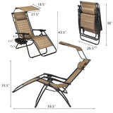 Devoko Patio Zero Gravity Chair Outdoor Folding Recliner Lounge Chair with Attachable Sunshade Canopy and Holder