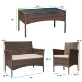 Devoko 4 Pieces Outdoor Patio Conversation Set PE Rattan Wicker Furniture Set