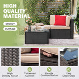 Devoko Outdoor Sectional Sofa PE Rattan Patio Furniture Sets with Cushions and Table