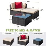 Devoko Outdoor Sectional Sofa PE Rattan Patio Furniture Sets with Cushions and Table