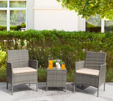 Devoko Patio Conversation Set Outdoor Furniture Set PE Rattan Set of 3