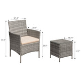 Devoko Patio Conversation Set Outdoor Furniture Set PE Rattan Set of 3