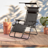 Devoko Patio Zero Gravity Chair Outdoor Folding Recliner Lounge Chair with Attachable Sunshade Canopy and Holder