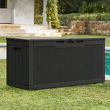 Devoko 100 Gallon Resin Deck Box Outdoor Waterproof Storage Box with Air Rod Outdoor Lockable Storage Bench