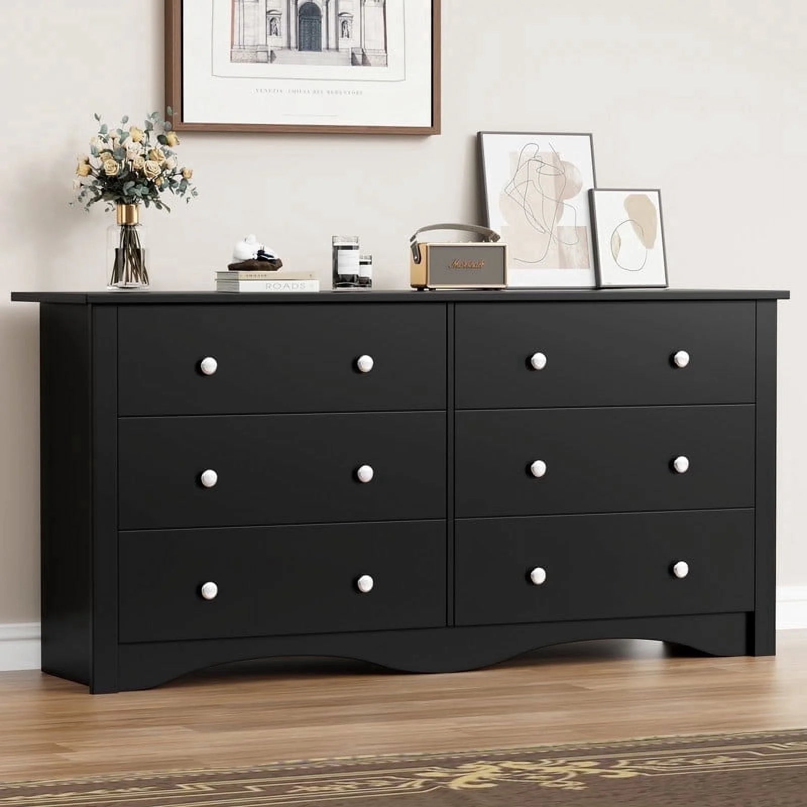 Vineego Rustic Modern Chest of 6 Drawers,Extra Wide Double Dresser for Devoko Vineego Rustic Modern Chest of 6 Drawers,Extra Wide Double Dresser for Devoko