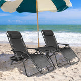 Devoko 3 Pieces Zero Gravity Chair Patio Foldable Chaise Lounge Chairs 2 Beach Chairs and Table with Cup Holders