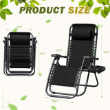 Devoko Set of 2 Outdoor Casual Adjustable Zero Gravity Chair with Pillow and Cup Holder
