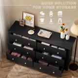 Vineego Rustic Modern Chest of 6 Drawers,Extra Wide Double Dresser for Master Bedroom or Nursery Storage