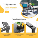 Devoko 4 Pieces Patio Conversation Sets PE Rattan Chairs with Loveseat and Table