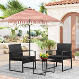 Devoko 3 Pieces Clearance Outdoor Patio Conversation Set Outdoor Bistro Set PE Rattan Cushioned Chairs Set Bistro Chairs with Table