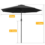 Devoko 10ft Patio Market Umbrella Outdoor Shade with Push Tilt and Crank Lift 8 Ribs