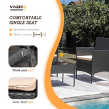 Devoko 4 Pcs Outdoor Patio Furniture Black PE Rattan Wicker Table and Chairs Set, Beige