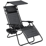 Devoko Patio Zero Gravity Chair Outdoor Folding Recliner Lounge Chair with Attachable Sunshade Canopy and Holder