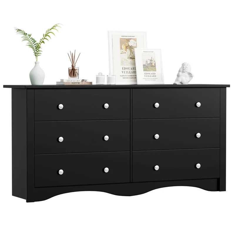 Vineego Rustic Modern Chest of 6 Drawers,Extra Wide Double Dresser for Master Bedroom or Nursery Storage Vineego Rustic Modern Chest of 6 Drawers,Extra Wide Double Dresser for Master Bedroom or Nursery Storage
