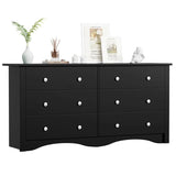 Vineego Rustic Modern Chest of 6 Drawers,Extra Wide Double Dresser for Master Bedroom or Nursery Storage