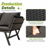 Devoko Patio Wicker Daybed with Adjustable Armrest, Outdoor Foldable PE Rattan Sofa Bed for All-Weather Use