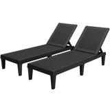 Devoko Set of 2 Outdoor Patio Chaise Lounge Chairs, Rattan Style, Multi-angle Adjustable Back