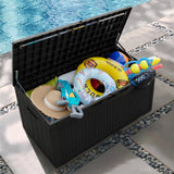 Devoko 100 Gallon Resin Deck Box Outdoor Waterproof Storage Box with Air Rod Outdoor Lockable Storage Bench