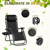 Devoko Set of 2 Outdoor Casual Adjustable Zero Gravity Chair with Pillow and Cup Holder