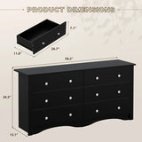 Vineego Rustic Modern Chest of 6 Drawers,Extra Wide Double Dresser for Master Bedroom or Nursery Storage
