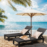 Devoko Set of 2 Outdoor Patio Chaise Lounge Chairs, Rattan Style, Multi-angle Adjustable Back