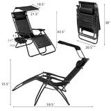 Devoko Patio Zero Gravity Chair Outdoor Folding Recliner Lounge Chair with Attachable Sunshade Canopy and Holder