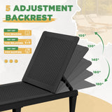 Devoko Set of 2 Outdoor Patio Chaise Lounge Chairs, Rattan Style, Multi-angle Adjustable Back