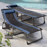 Devoko Patio Metal Lounge Chairs Folding Adjustable Chaise Chair with Side Bag
