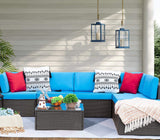 Devoko 7 Pieces Patio Furniture Sets All-Weather Outdoor Sectional Sofa Manual Weaving Wicker Rattan Patio Conversation Set with Cushion and Glass Table