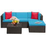 Devoko 5 Piece Patio Furniture Set, All-Weather PE Wicker Sectional Sofa Outdoor Furniture, Garden, Backyard