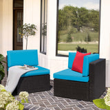 Devoko 2 Pieces Patio Sectional Set Outdoor Rattan Loveseat with Cushions & Red Pillow