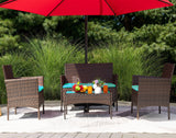 Devoko 4 Pieces Outdoor Patio Conversation Set PE Rattan Wicker Furniture Set