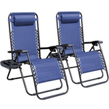 Devoko Set of 2 Outdoor Casual Adjustable Zero Gravity Chair with Pillow and Cup Holder