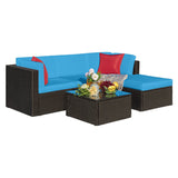 Devoko 5 Pieces Outdoor Patio Furniture Sets Wicker Sectional Sofa PE Rattan Conversation Sets