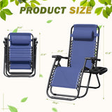 Devoko Set of 2 Outdoor Casual Adjustable Zero Gravity Chair with Pillow and Cup Holder