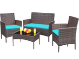 Devoko 4 Pieces Outdoor Patio Conversation Set PE Rattan Wicker Furniture Set