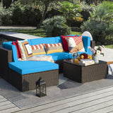 Devoko 5 Pieces Outdoor Patio Furniture Sets Wicker Sectional Sofa PE Rattan Conversation Sets