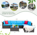 Devoko 7 Pieces Patio Furniture Sets All-Weather Outdoor Sectional Sofa Manual Weaving Wicker Rattan Patio Conversation Set with Cushion and Glass Table