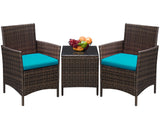 Devoko Patio Conversation Set Outdoor Furniture Set PE Rattan Set of 3