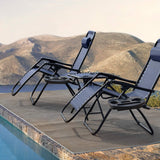 Devoko 3 Pieces Zero Gravity Chair Patio Foldable Chaise Lounge Chairs 2 Beach Chairs and Table with Cup Holders