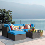 Devoko 5 Pieces Outdoor Patio Furniture Sets Wicker Sectional Sofa PE Rattan Conversation Sets