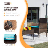 Devoko 4 Pcs Outdoor Patio Furniture Black PE Rattan Wicker Table and Chairs Set, Beige