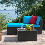 Devoko Outdoor Sectional Sofa PE Rattan Patio Furniture Sets with Cushions and Table